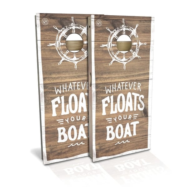 slide 2 of 8, Whatever Floats Your Boat Outdoor Cornhole Board Set Backyard 2x4 - Include Carrying Case