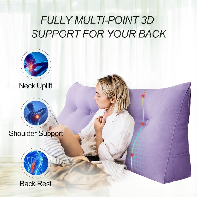 WOWMAX Bed Rest Wedge Reading Pillow Headboard Back Support Cushion
