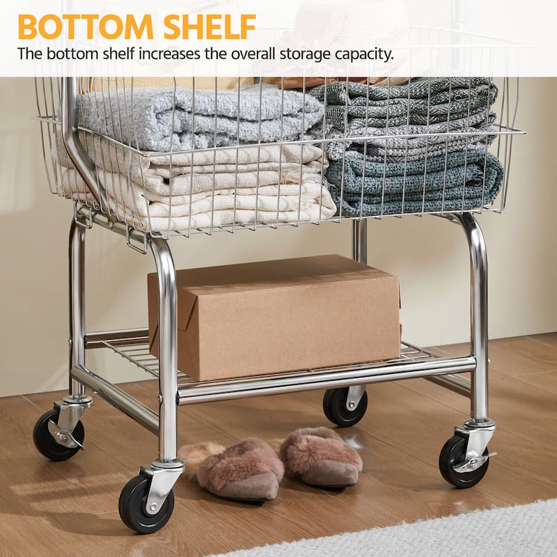 Yaheetech Commercial Laundry Cart Laundry Butler with Wheels