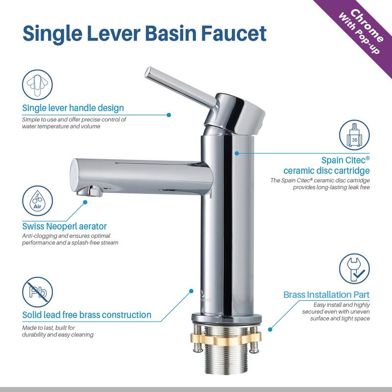 Solid Brass Leed Free Single Handle Bathroom Faucet