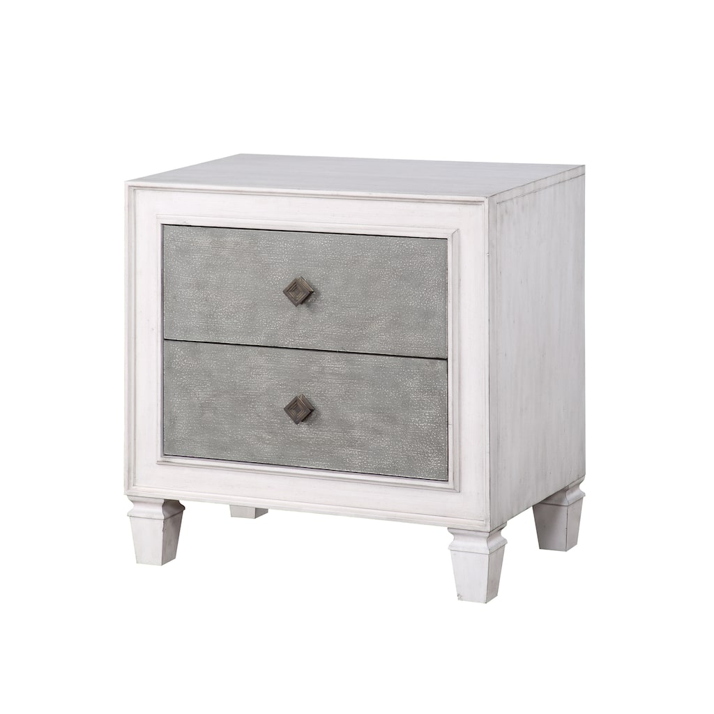 Transitional Solid Wood Frame 2-Drawers Nightstand