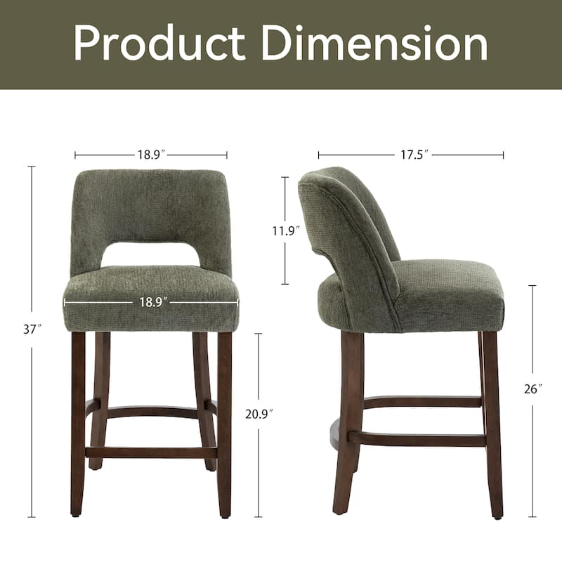 Set of 2/4/6,Upholstered Counter Height Bar Stools,Modern Counter Stools with Wood Legs for Kitchen Island Dining Room Bar