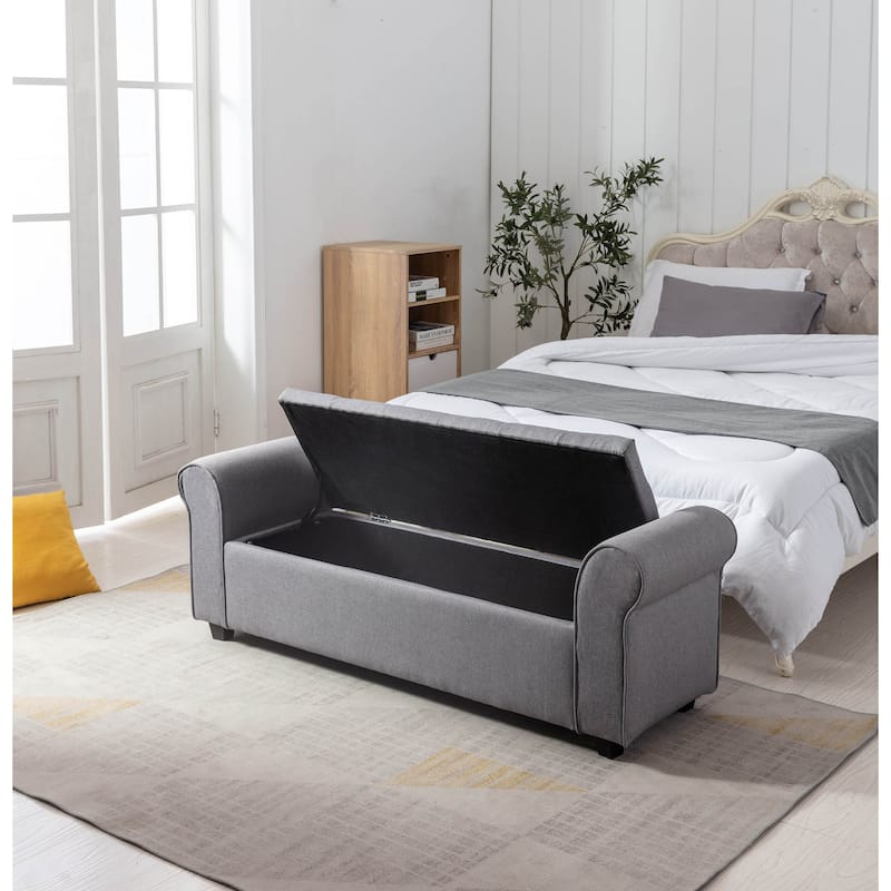 Porthos Home Wena Storage Bench, Rolled Armrests, Fabric Upholstery