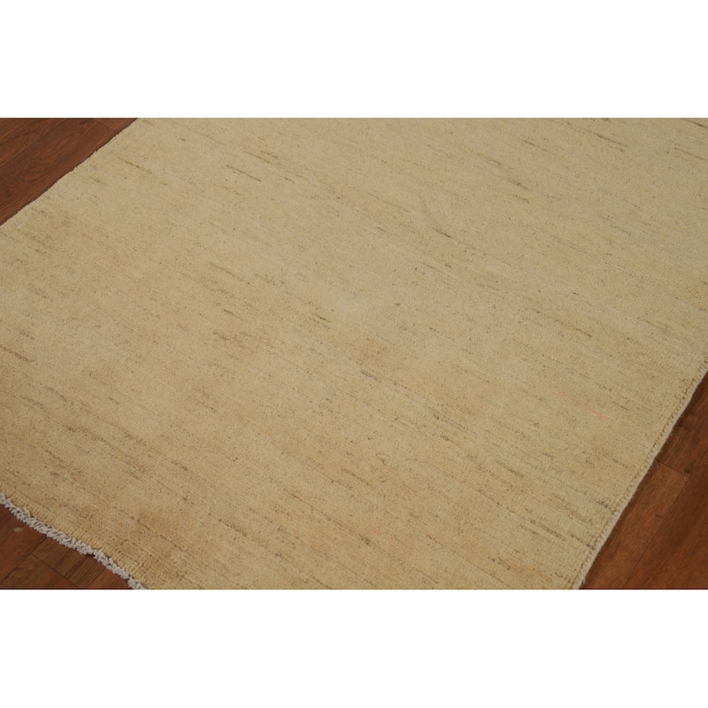 Beige Yellow Gabbeh Oriental Foyer Rug Handmade Wool Carpet - 3'1"x 6'4"