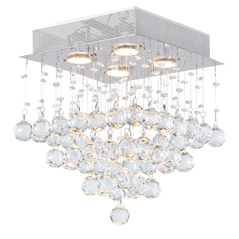 Square 4 Light Flush Mount With Chrome Finish - Chrome