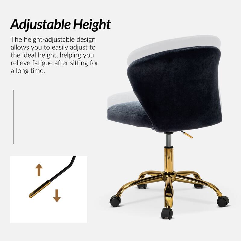 Ilia Modern Velvet Wingback 360 degree Ergonomic Office Task Chair with Channel Tufted Back by HULALA HOME