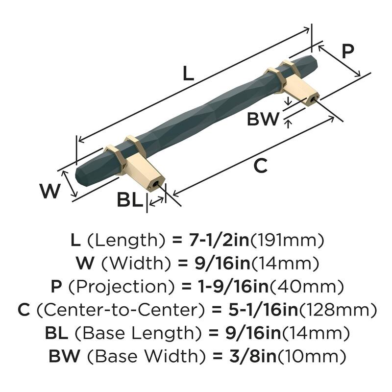 Amerock London 5-1/16 in (128 mm) Center-to-Center Black Bronze/Golden Champagne Cabinet Pull