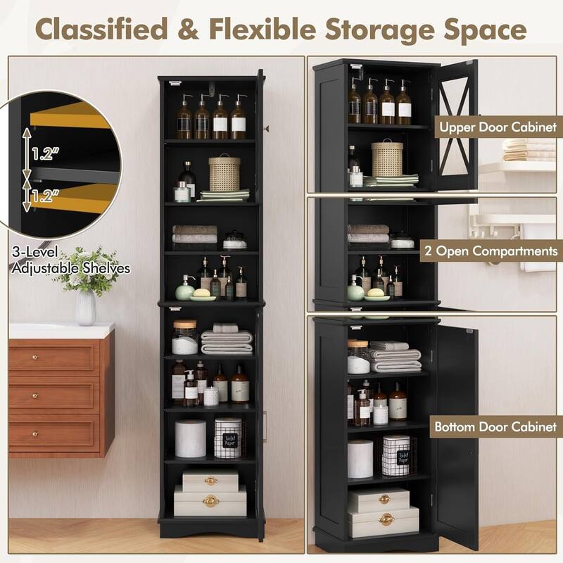 67" Tall Bathroom Storage Cabinet Narrow Bathroom Organizers