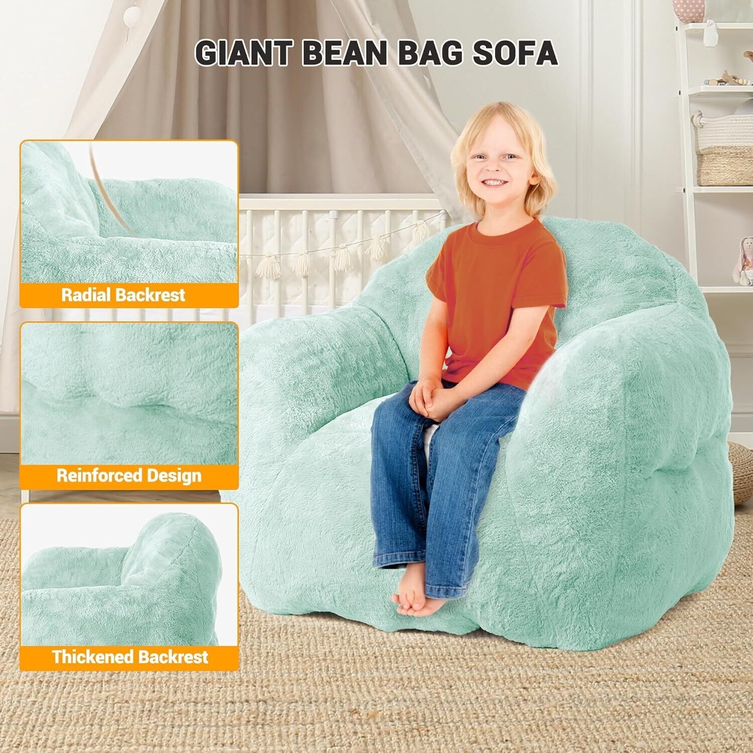 Extra Large Pre-Filled Light Green Bean Bag Chair Sofa for Extra Large Pre-Filled Light Green Bean Bag Chair Sofa for