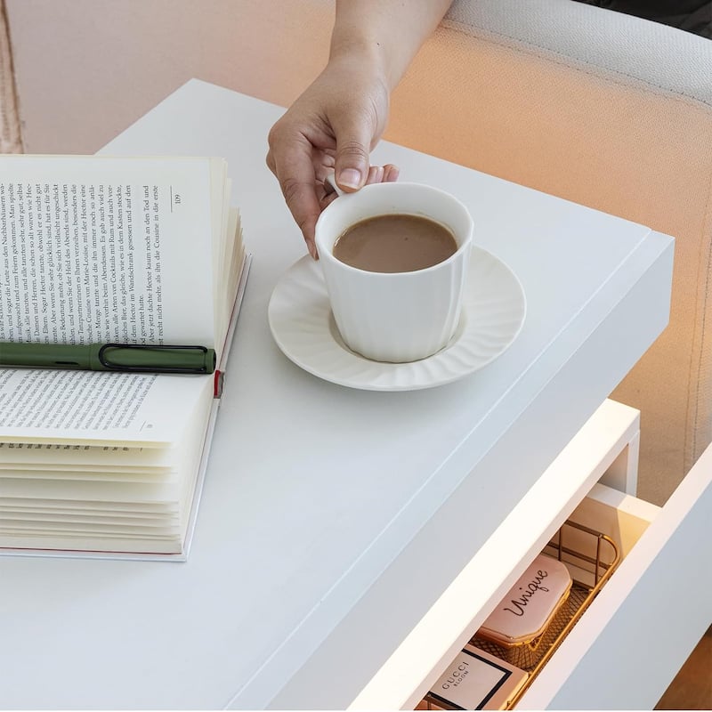 LED Nightstand with 2 Drawers for Bedroom