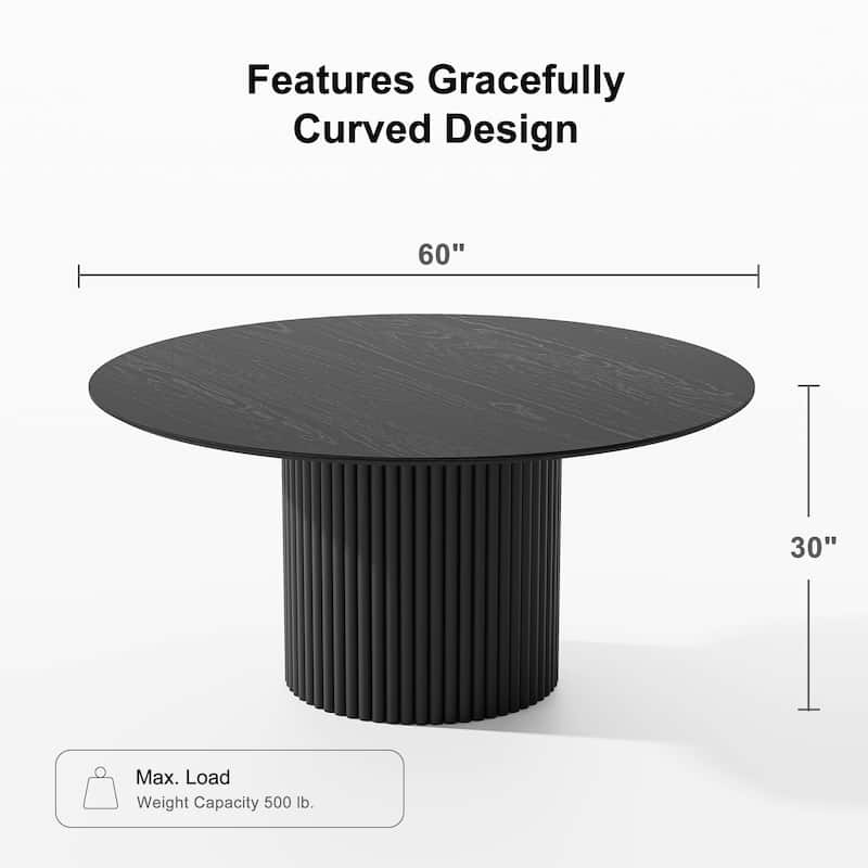 Lumioca Abberton Oak Wood Column Base Round Dining Table