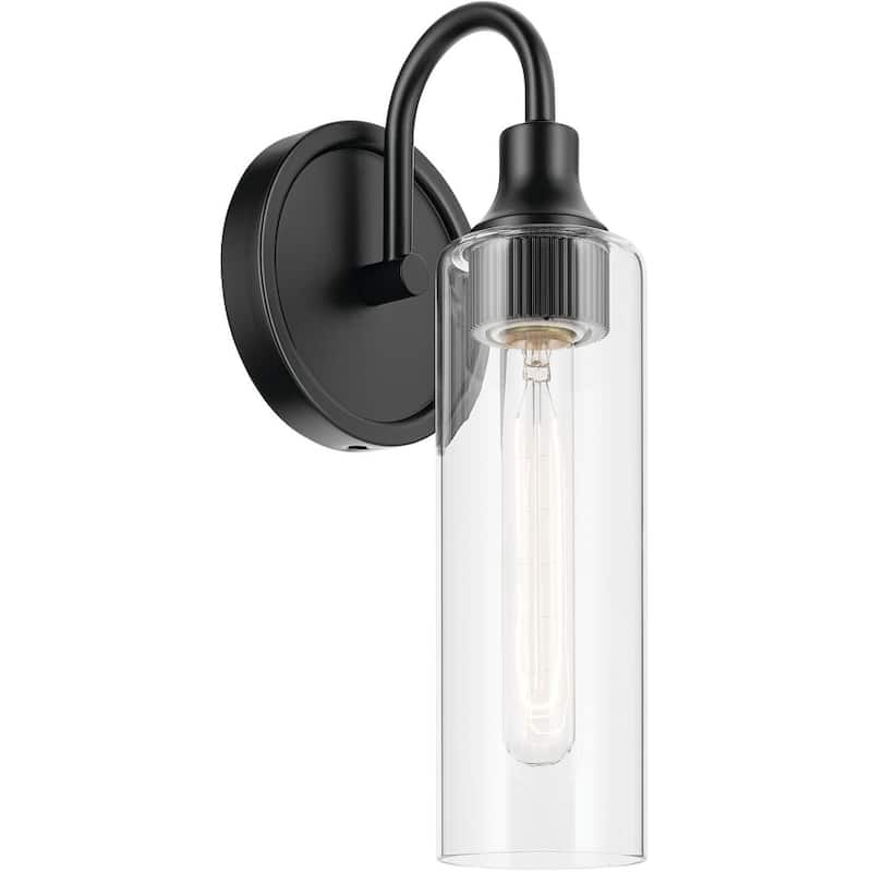 Kichler 55209 Kavi 13" Tall Bathroom Sconce with Clear Glass Shade - Black