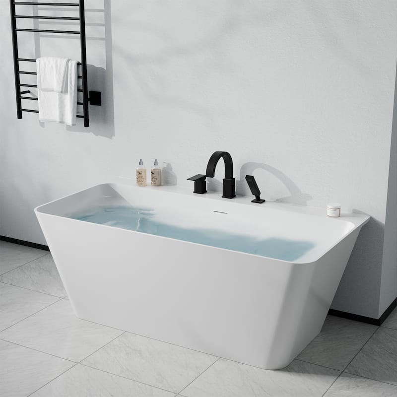 Nite Series Single-Handle Deck-Mount Roman Tub Faucet with Handheld Sprayer in Matte Black - Matte Black