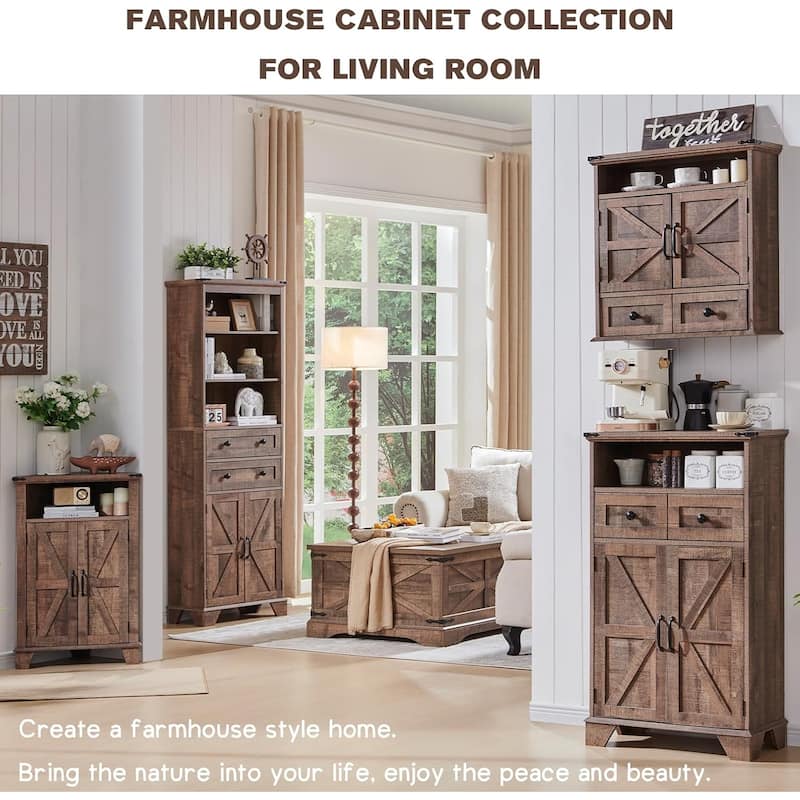 Farmhouse Corner Bathroom Cabinet, Small Corner Cabinet with Barn Door - N/A