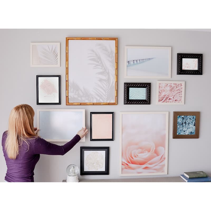 10x10 Gold Thin Bamboo Picture Frame - UV Acrylic, Foam Board Backing, Hanging Hardware