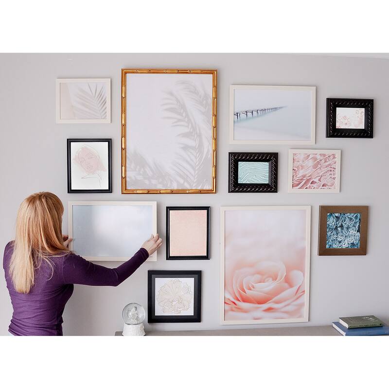 10x15 Gold Thin Bamboo Picture Frame - UV Acrylic, Foam Board Backing, Hanging Hardware