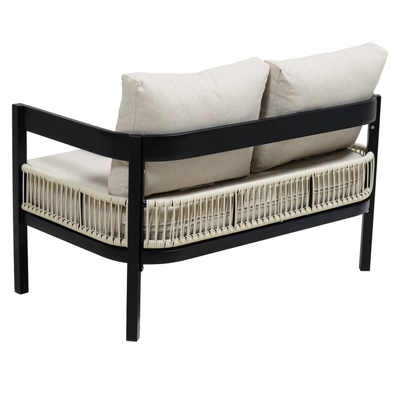 Outdoor Rattan Iron Sofa Set w/ Table,Waterproof,Rust-proof (Set of 4)