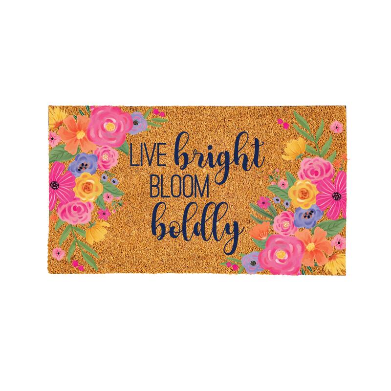 Live Bright, Bloom Boldly Spring Blossom Coir Mat 28"x16" - 28" x 16"