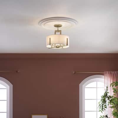 Kichler Lighting Malen 15.5 in. 4-Light Champagne Bronze Convertible Semi-Flush Mount Light with Fabric Shade