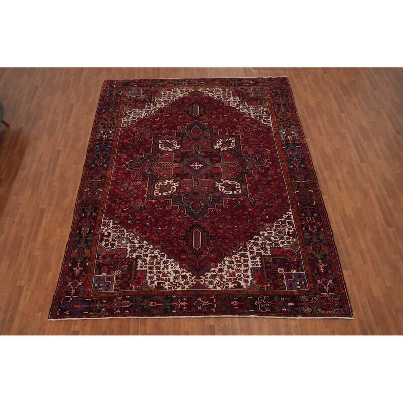 Hand Knotted Oriental 100% Wool Carpet Traditional Medallion Red Heriz Area Rug - 13' 0'' X 10' 1''