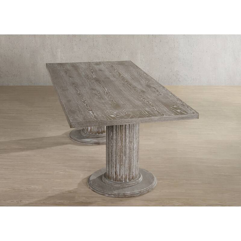 Bennington Reclaimed Grey Dining Table with Double Pedestal