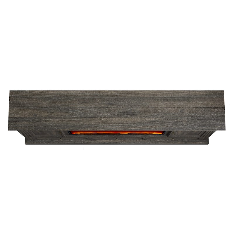 Farmhouse 72" TV Stand with Fireplace - Accommodates up to 75" TV - 73"W x 35"H x 14"D