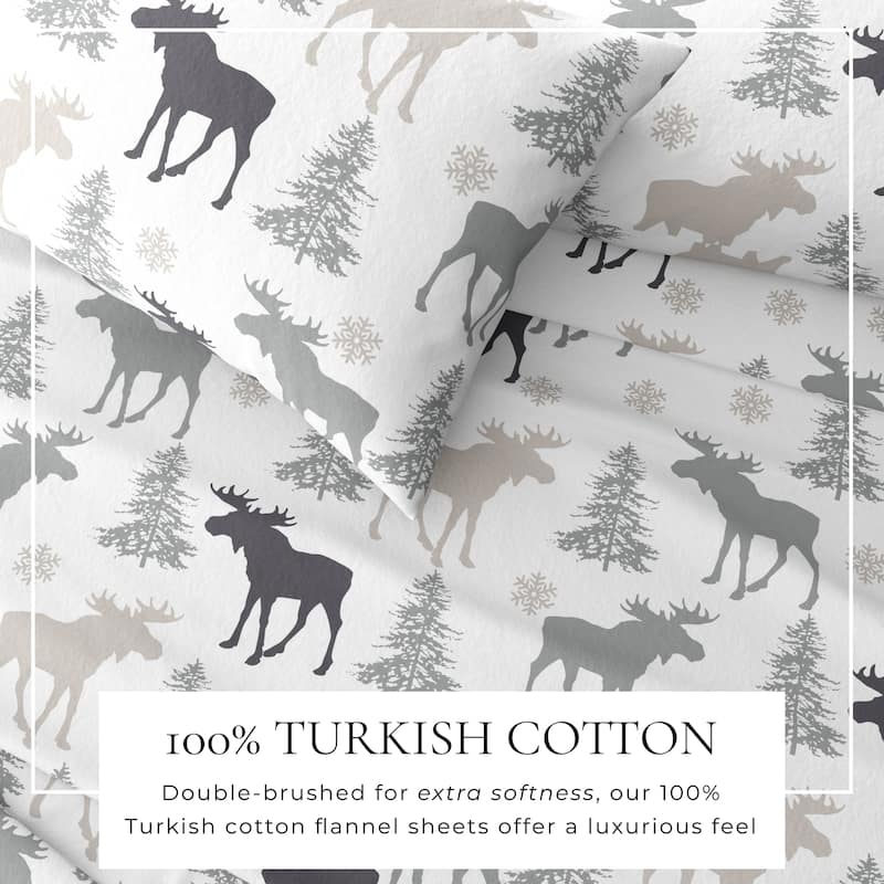 Linery & Co. Ultra-Soft Turkish Cotton Flannel Christmas Print Sheet Set