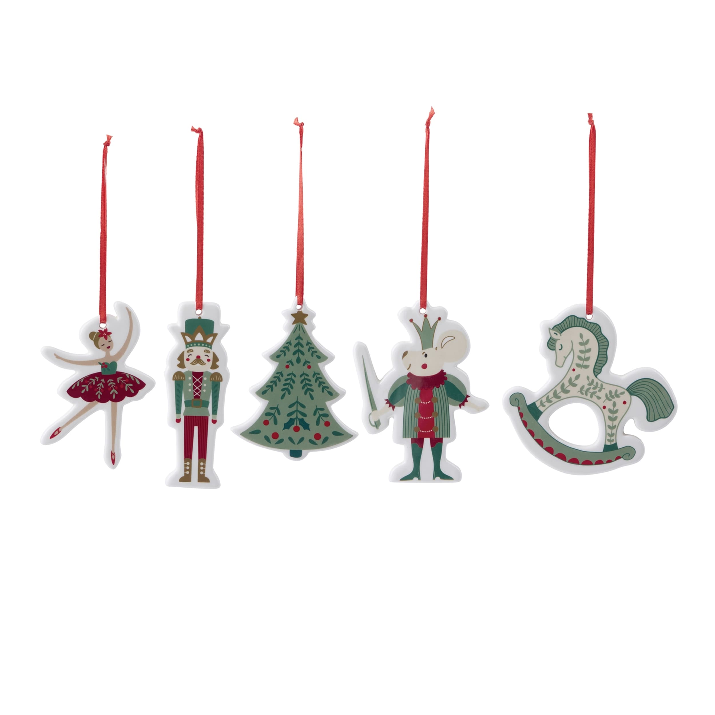 Ceramic Nutcracker Ornament Assortment Set of 5