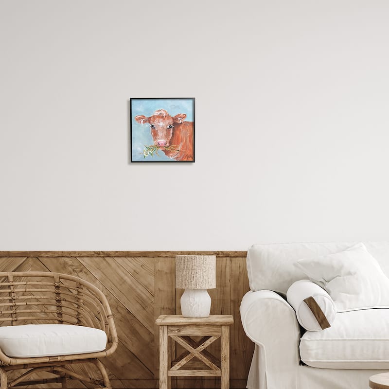 Stupell Cattle With Herb Sprigs Portrait Framed Giclee Art by Molly Susan Strong