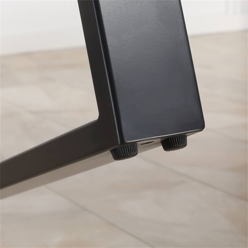 Storm Grey-Jet Black MDF Steel 6 Seater Dining Table with Wavy Edge - 63" L x 33.5" W x 29.5" H