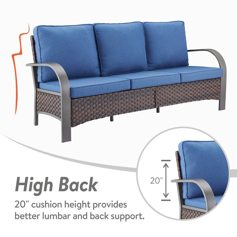 Gymojoy Industrial Style Premium Outdoor 3-Seat Rattan Sofa