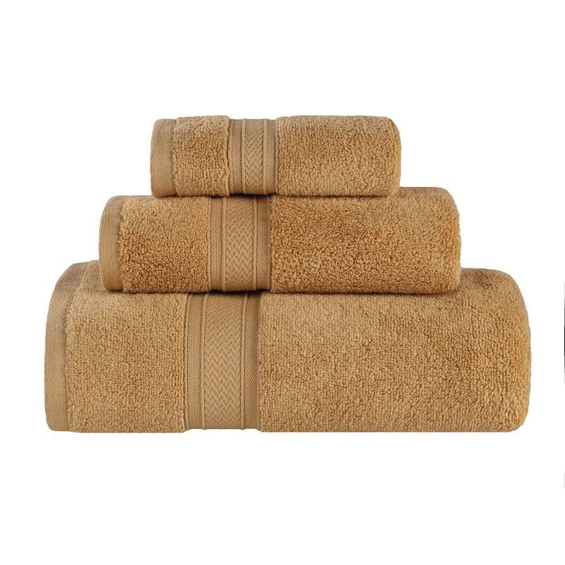 Superior Chevron Zero Twist Solid Cotton 3 Piece Bathroom Towel Set