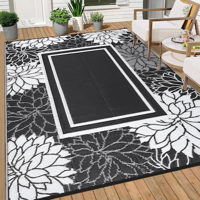 Outdoor Rug Waterproof Plastic Straw Rug, UV Resistant Foldable Lightweight Mat Reversible Patio Rug for Camping