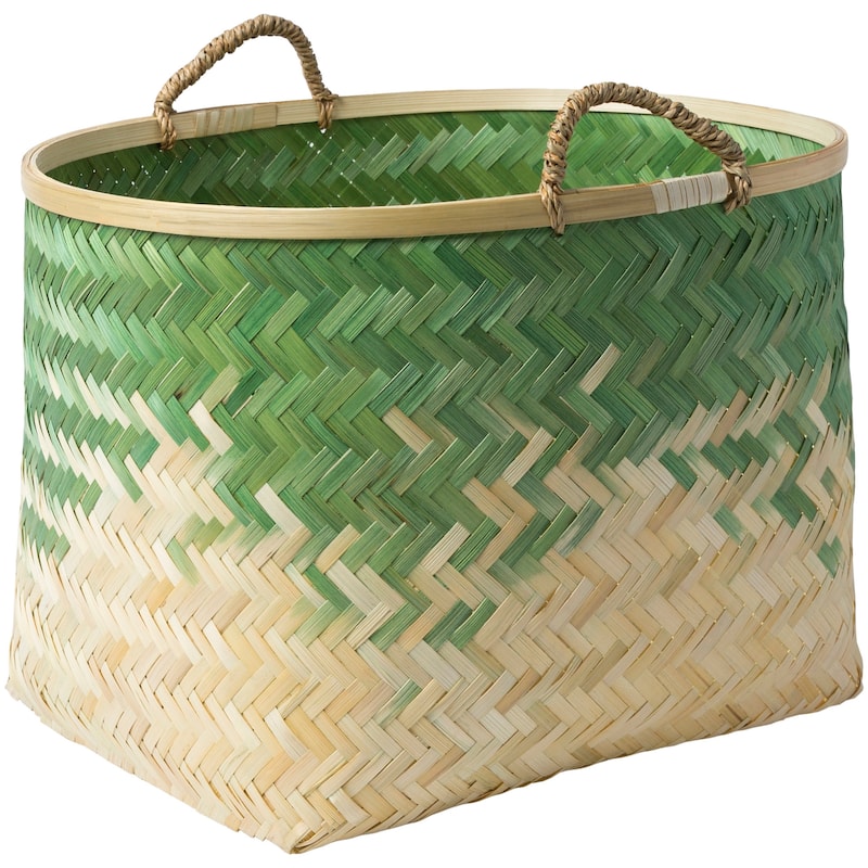 Ovidio Grass Green Natural Fiber Modern Decorative Basket (Set of 3)