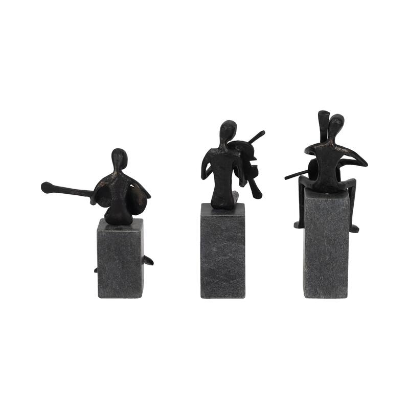 Sagebrook Home 9/10/11" Aston Musicians, Black, Elegant Sculptures, Black, Set of 3 - 5" x 6" x 11"