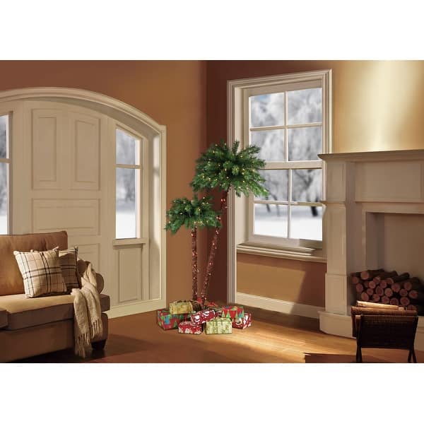 Puleo International Pre-Lit Artificial Palm Tree