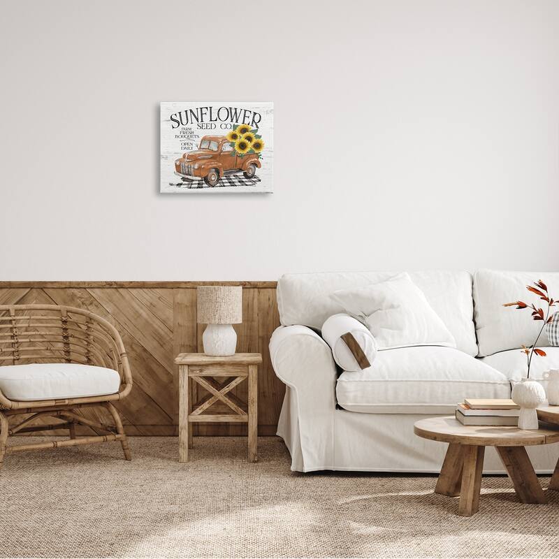 Stupell Vintage Sunflower Seed Co. Advertisement Red Farm Truck Canvas Wall Art - Orange