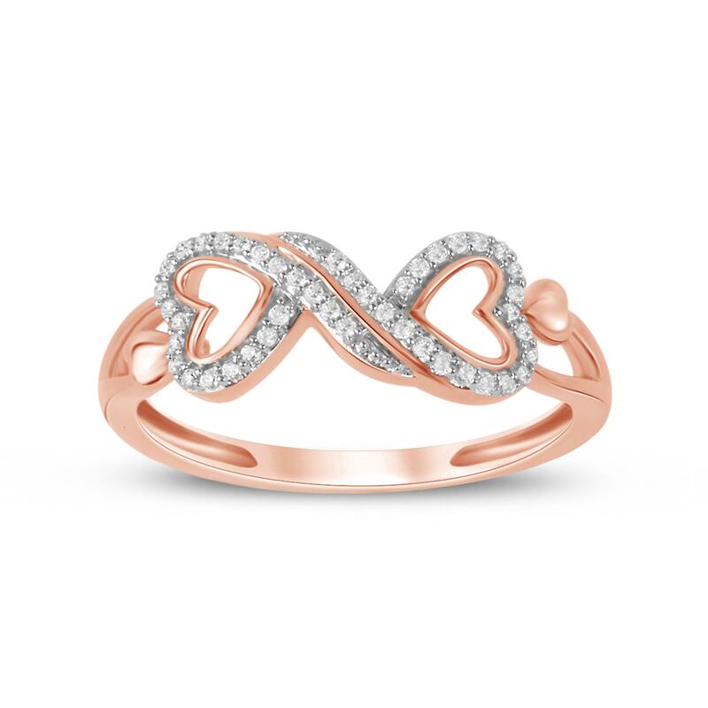 1/8ct TDW Diamond Infinity Heart Promise Ring in 10K Gold for Women - 6.5 - Rose
