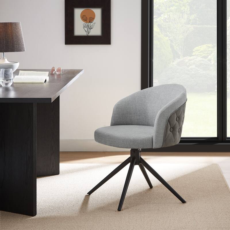 Art Leon Patchwork Fabric Swivel Home Office Chair - Light Grey and Grey