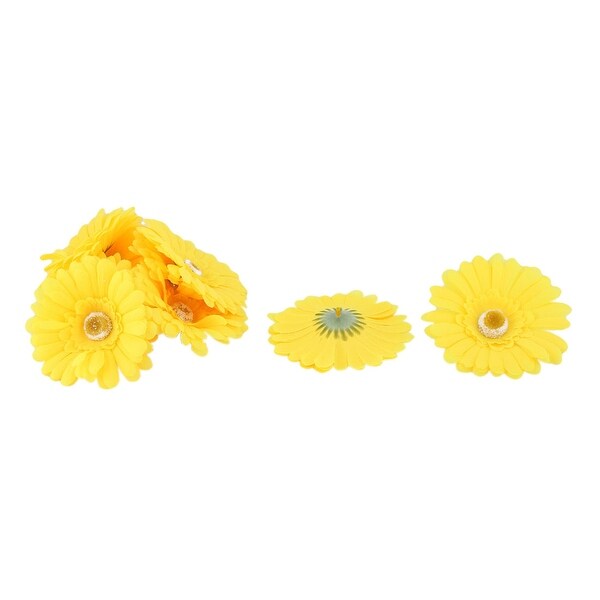 Wedding Party Fabric Handicraft DIY Decoration Table Desk Flower Heads Yellow 10 Pcs