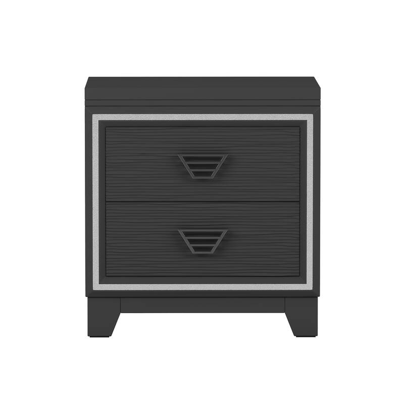Nightstand with 2 Storage Drawers, Decorative Cabinet with Wooden Tabletop, Living Room Side Table with Metal Handle