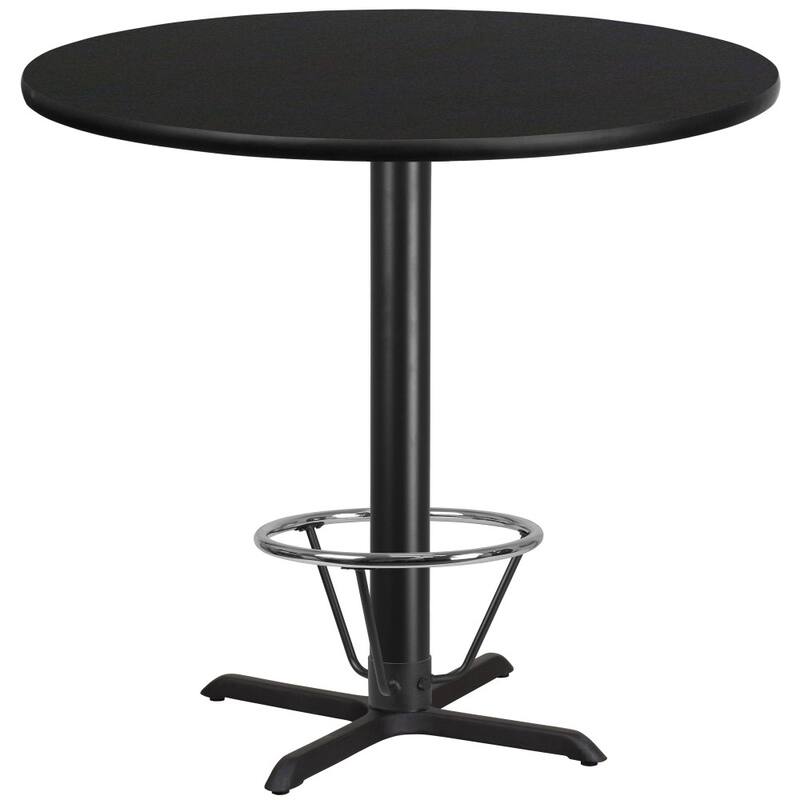 42'' Round Laminate Table Top with 33'' x 33'' Bar Height Table Base