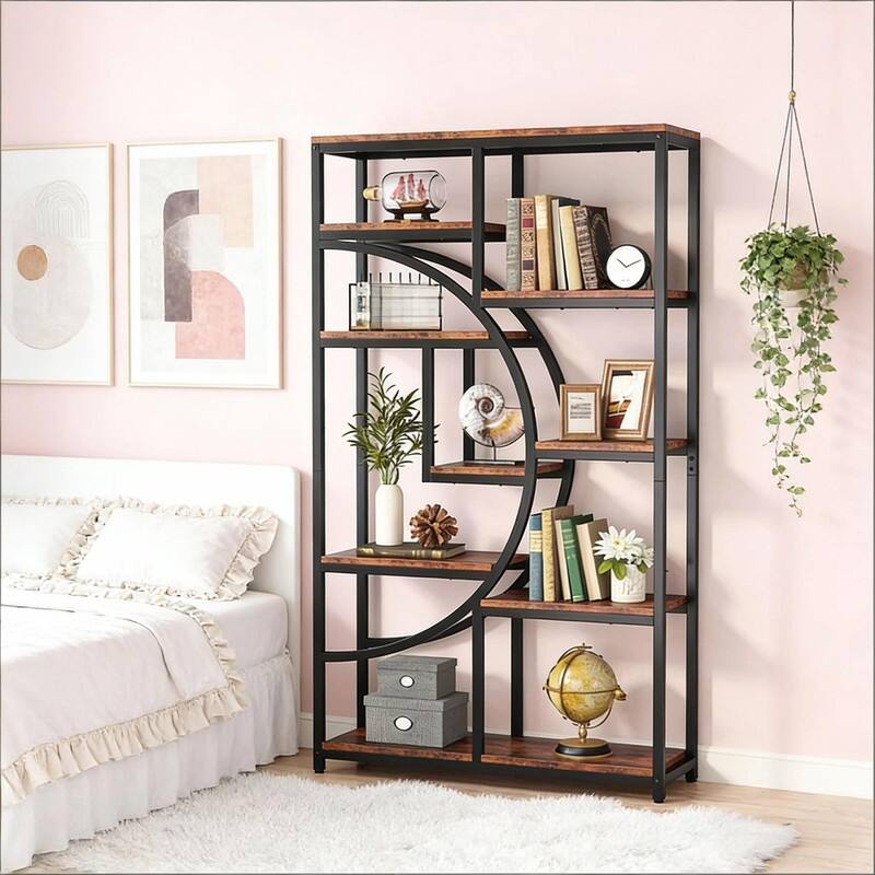 Versatile Freestanding Bookshelf - Geometric Design Display Bookcas