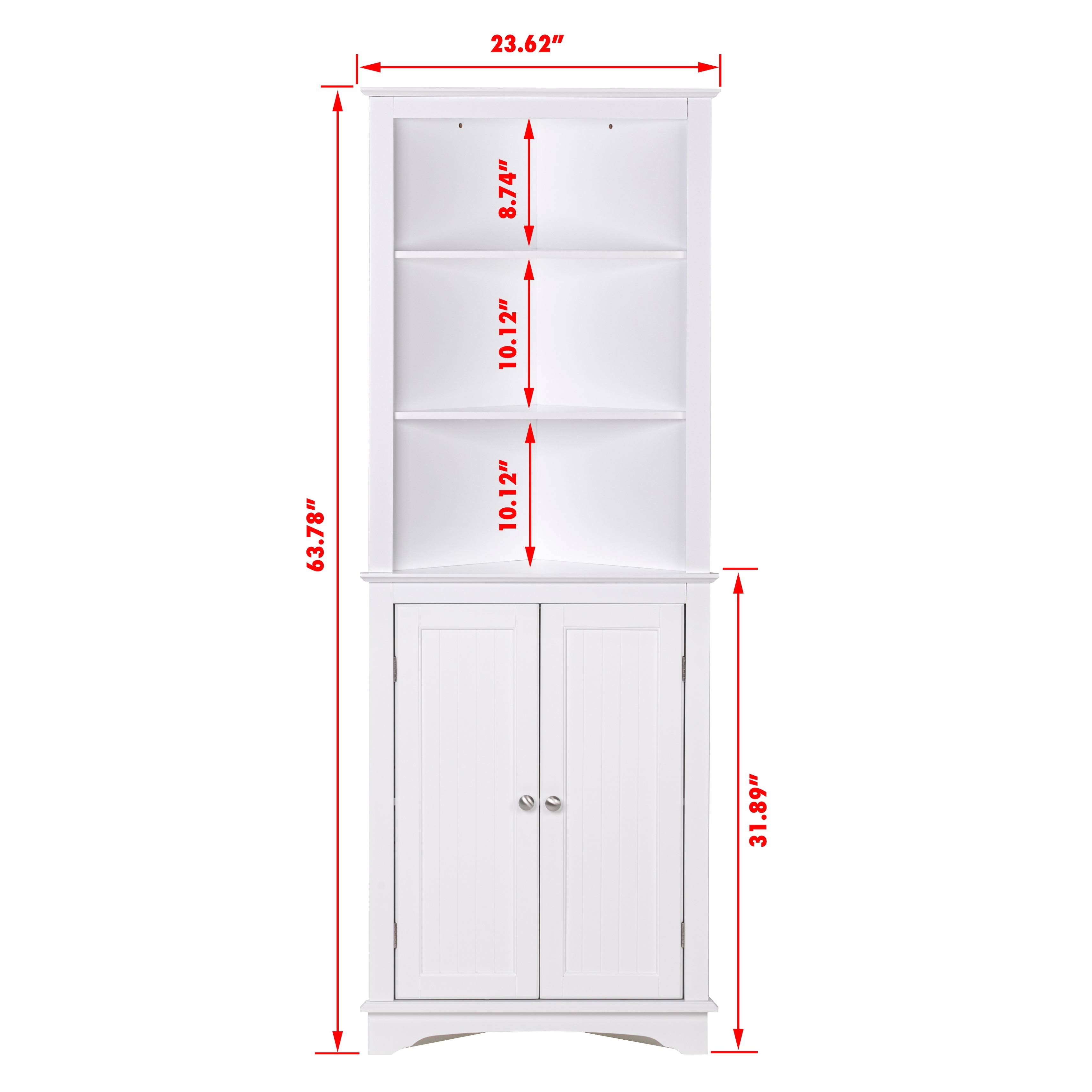 Spirich home tall corner cabinet with top 2 doors and 3 tier shelves