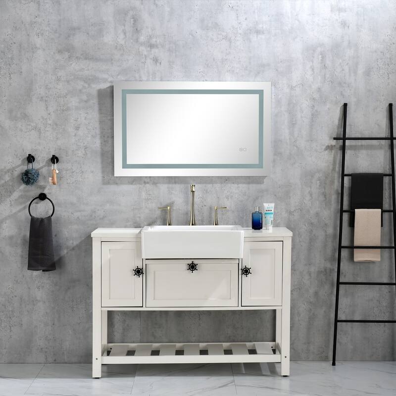 LED Backlit Frameless Bathroom Vanity Mirror with Anti-fog