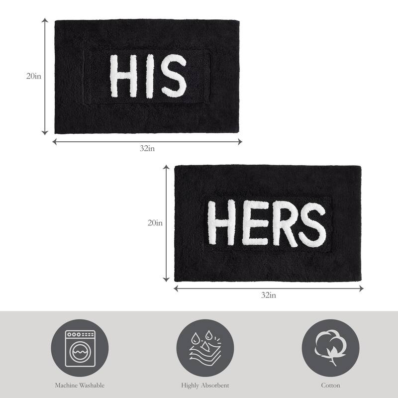 Jean Pierre HIS & HERS Cotton 2-Piece Bath Rug Set