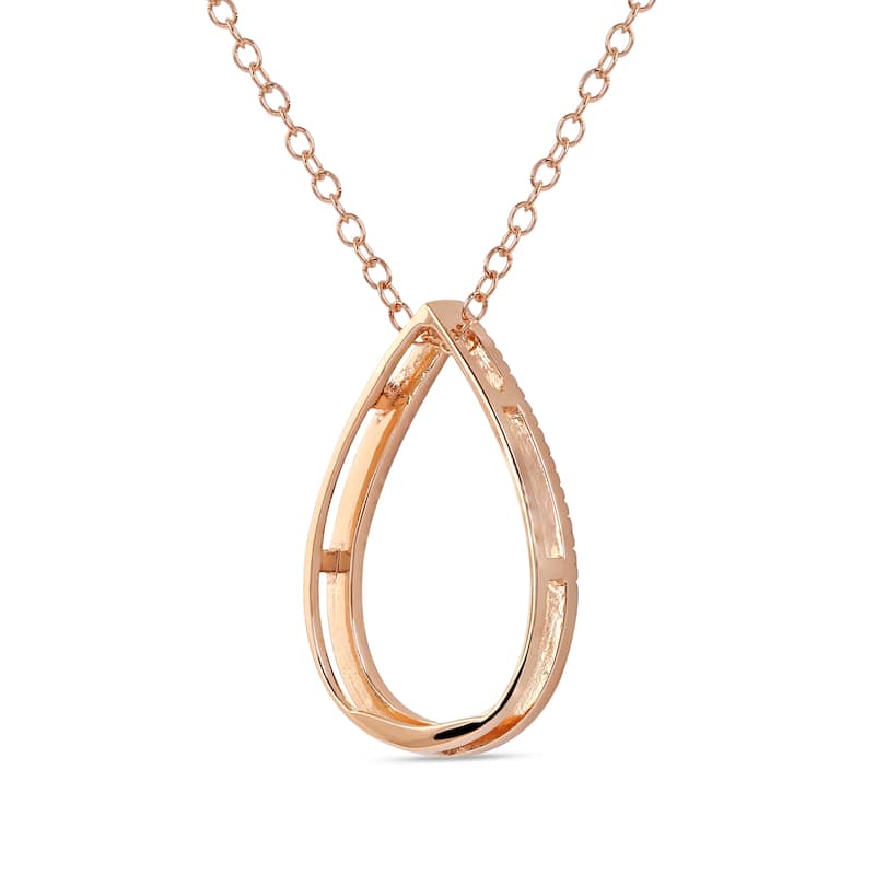 1/6ct - 1ct TDW 14K Gold Open Pear Diamond Pendant Necklace for Women