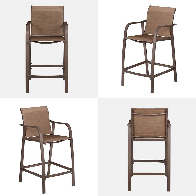 VredHom Outdoor Aluminum Bar Stool Set Patio Bar Chairs (Set of 2) - 21.7" W x 25.6" D x 43.7" H