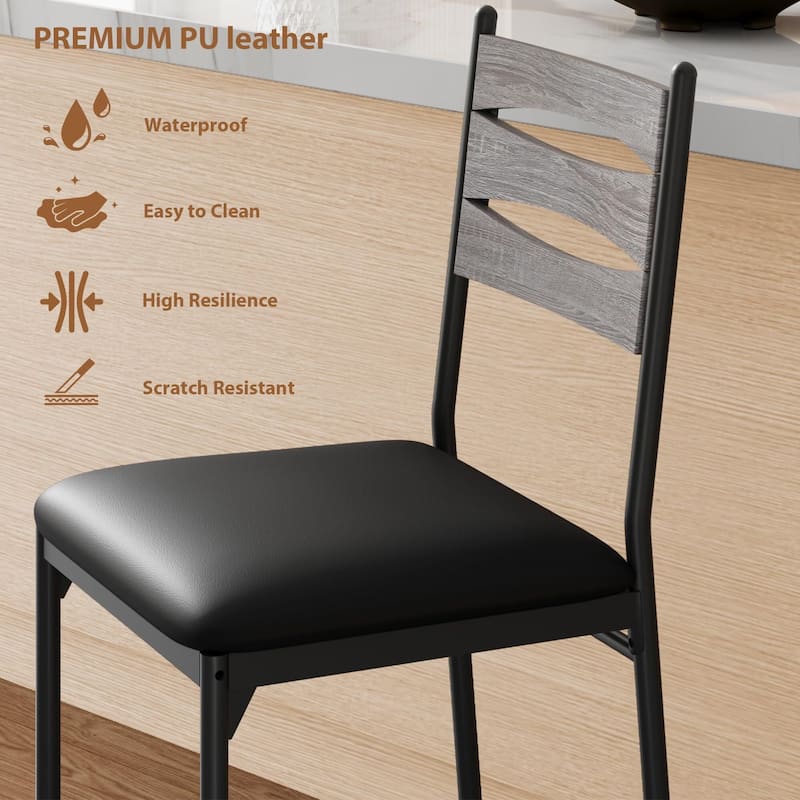 Bar Stools Set of 2 - Thick Cushioned Faux Leather Stools with Islamic Geometric Backrest, Gold Accent Footrest