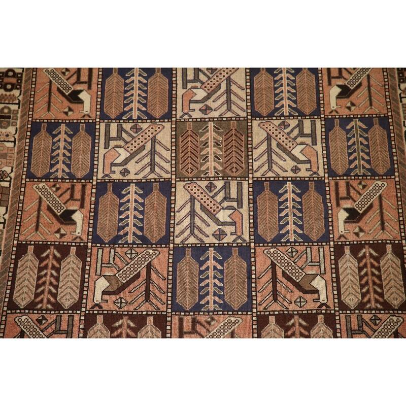 Hand Knotted Oriental 100% Wool Carpet Traditional Geometric Coral Bakhtiari Area Rug - 9' 3'' X 4' 10''